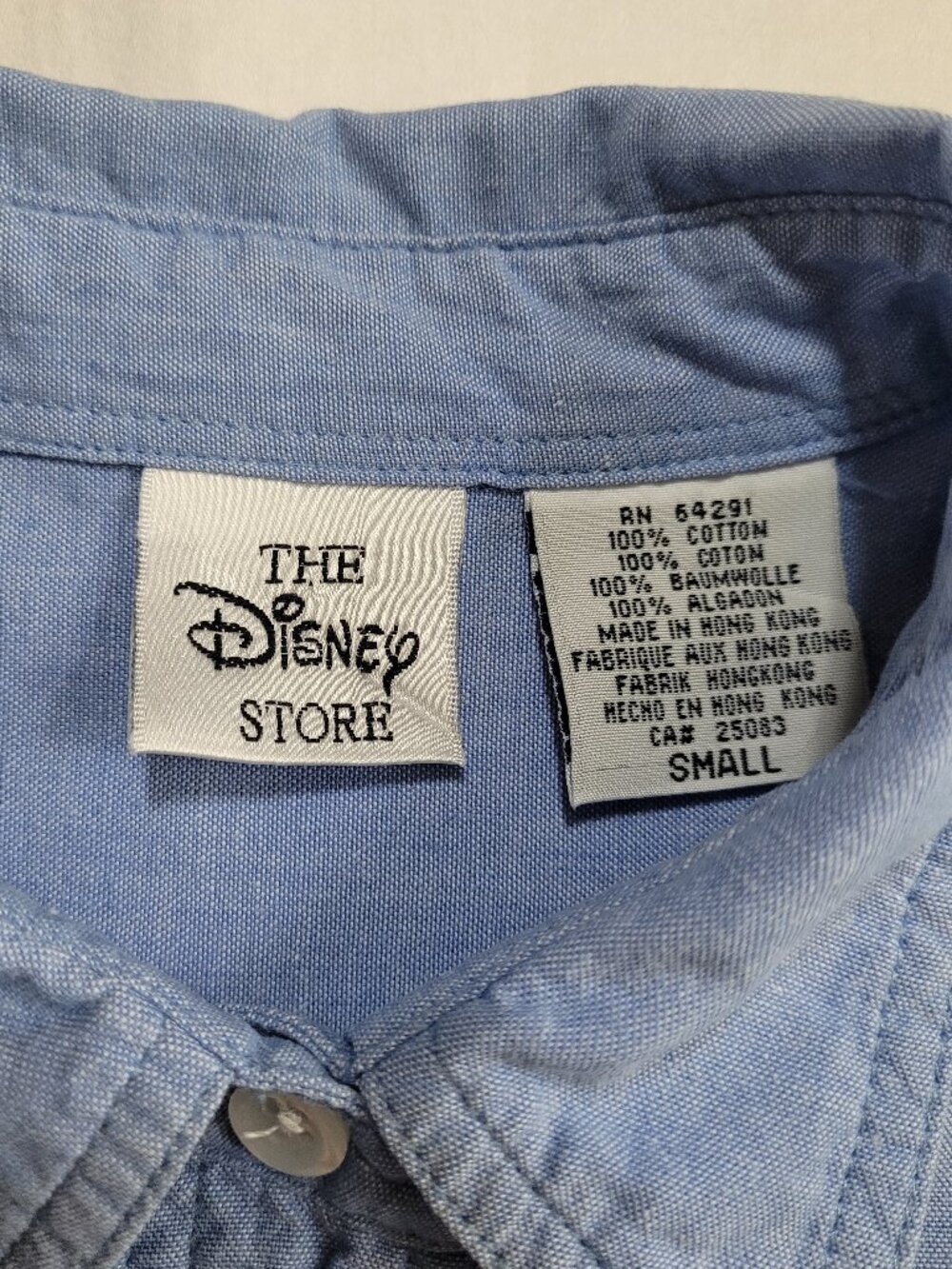 Vintage 90s Disney Store Winnie the Pooh Embroidered Denim Shirt Blue Button Up - Picture 4 of 9